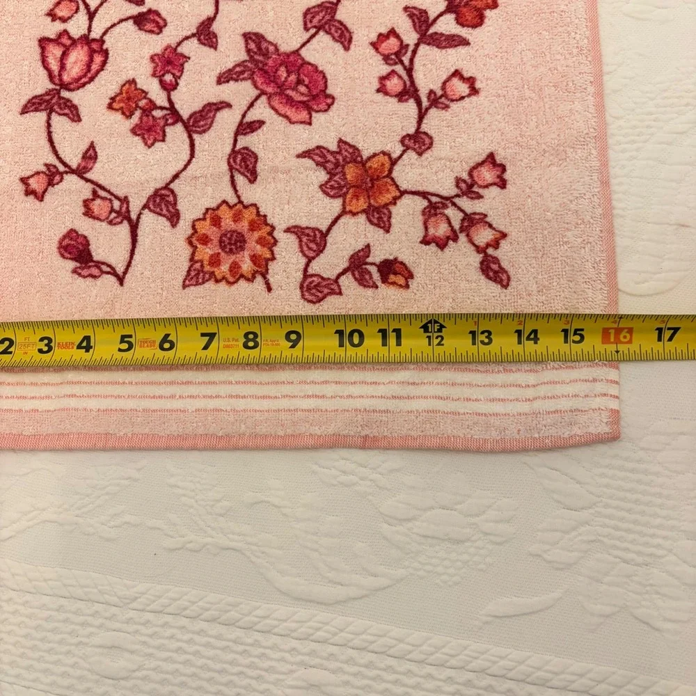 Vintage The Bathworks Pink Lace Towel Set 5pc Floral Shabby Chic Made in USA NWT
